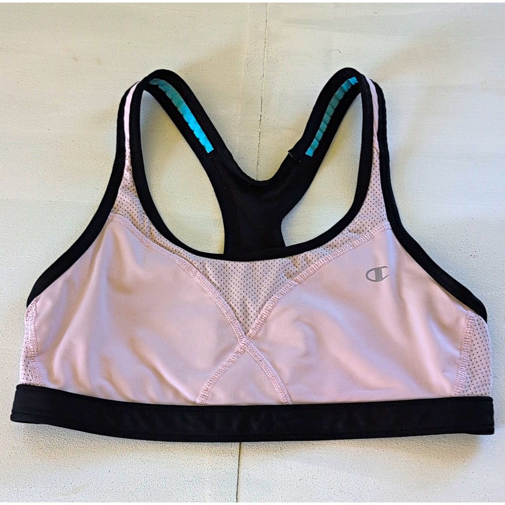 Champion Women's Sports Bra M Racerback Hook & Eye Wireless Pink Black Blue